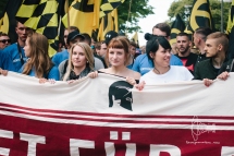 Women at the front-banner of the march in Berlin.